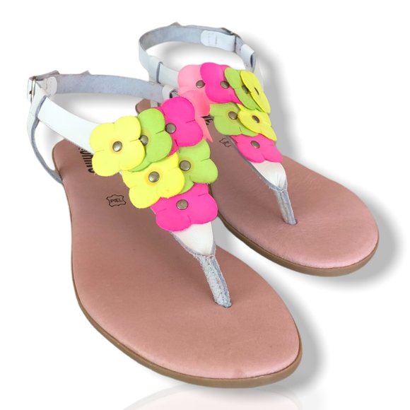 Super Comfy Boho Spanish Fuchsia Flower Leather Sandals - Picture 4 of 8